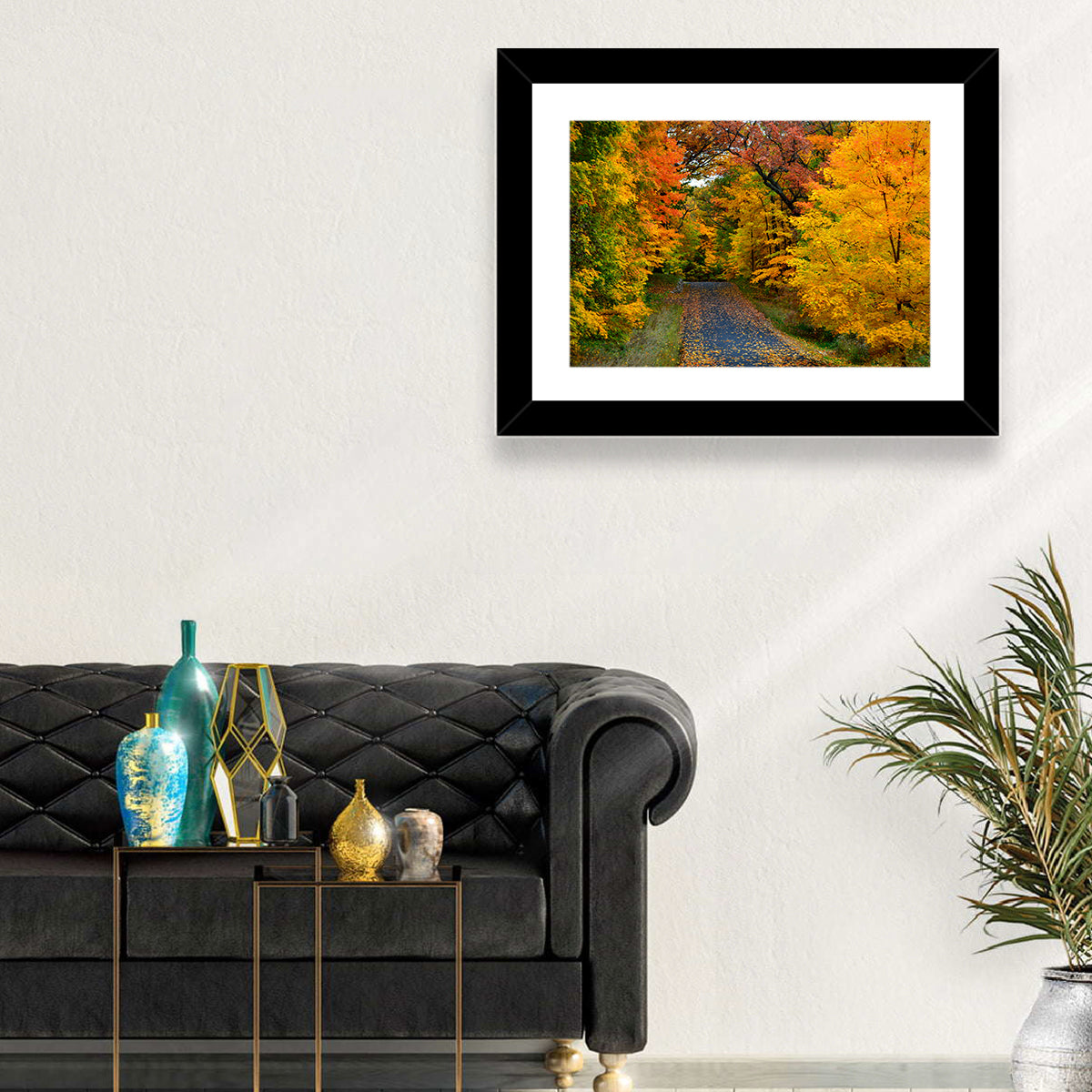 Autumn Road Through Wisconsin Park Wall Art in a room, landscape