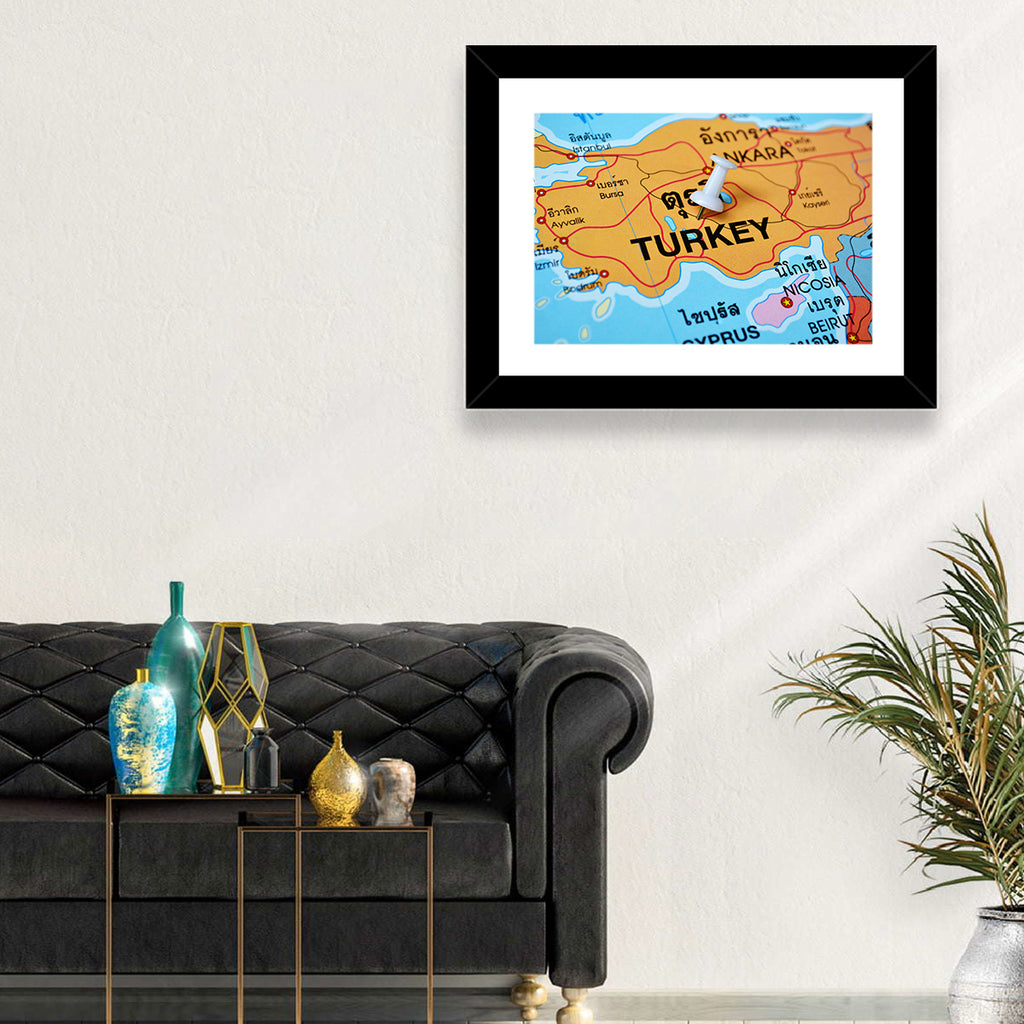 Turkey Map with Ankara Pin Wall Art