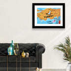 Turkey Map with Ankara Pin Wall Art