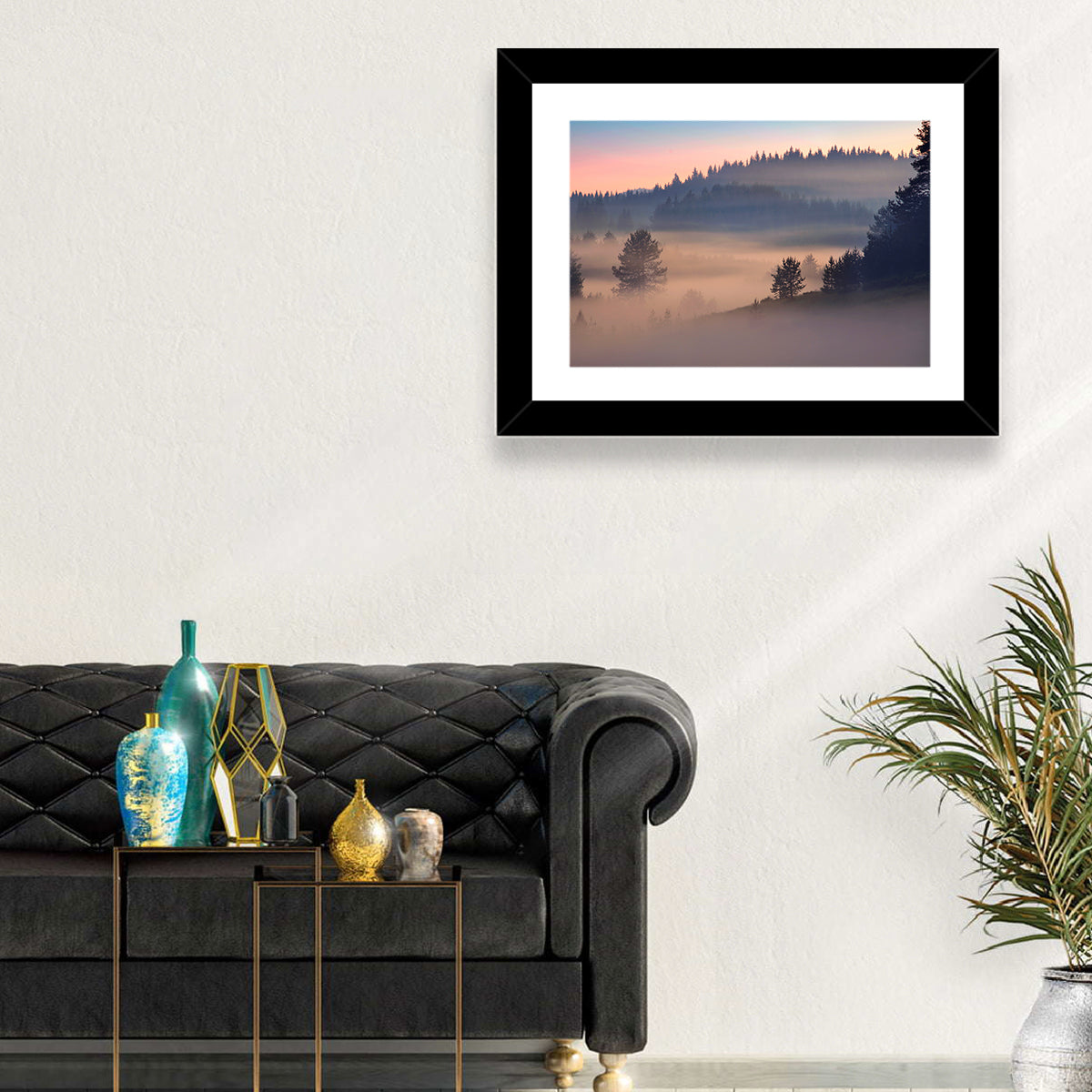 Misty Sunrise Forest Wall Art