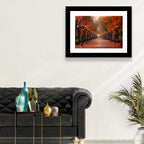 Autumn Park Path with Vintage Lampposts Wall Art