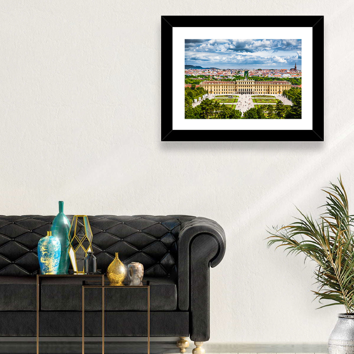 Schönbrunn Palace and Great Parterre Gardens Wall Art in a room, landscape