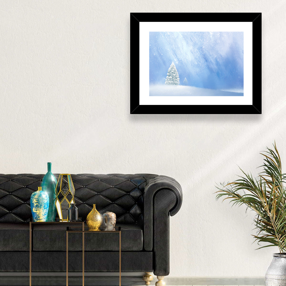 Two Snowy Evergreens Wall Art