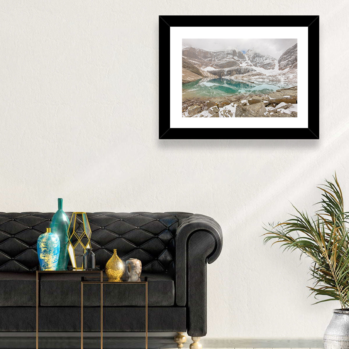 Lake Oesa Reflection Wall Art in a room, landscape