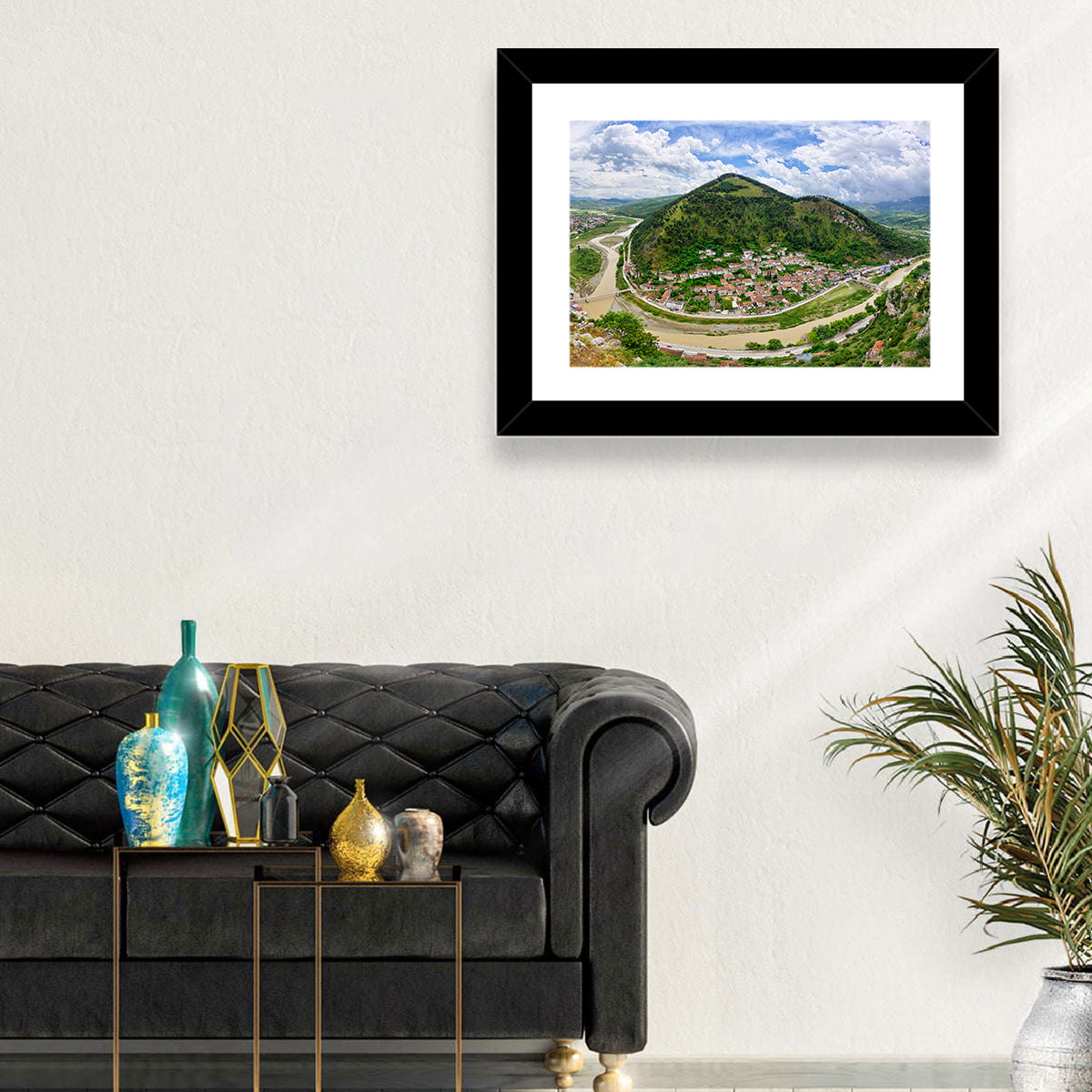 Berat Osum River View Wall Art in a room, landscape
