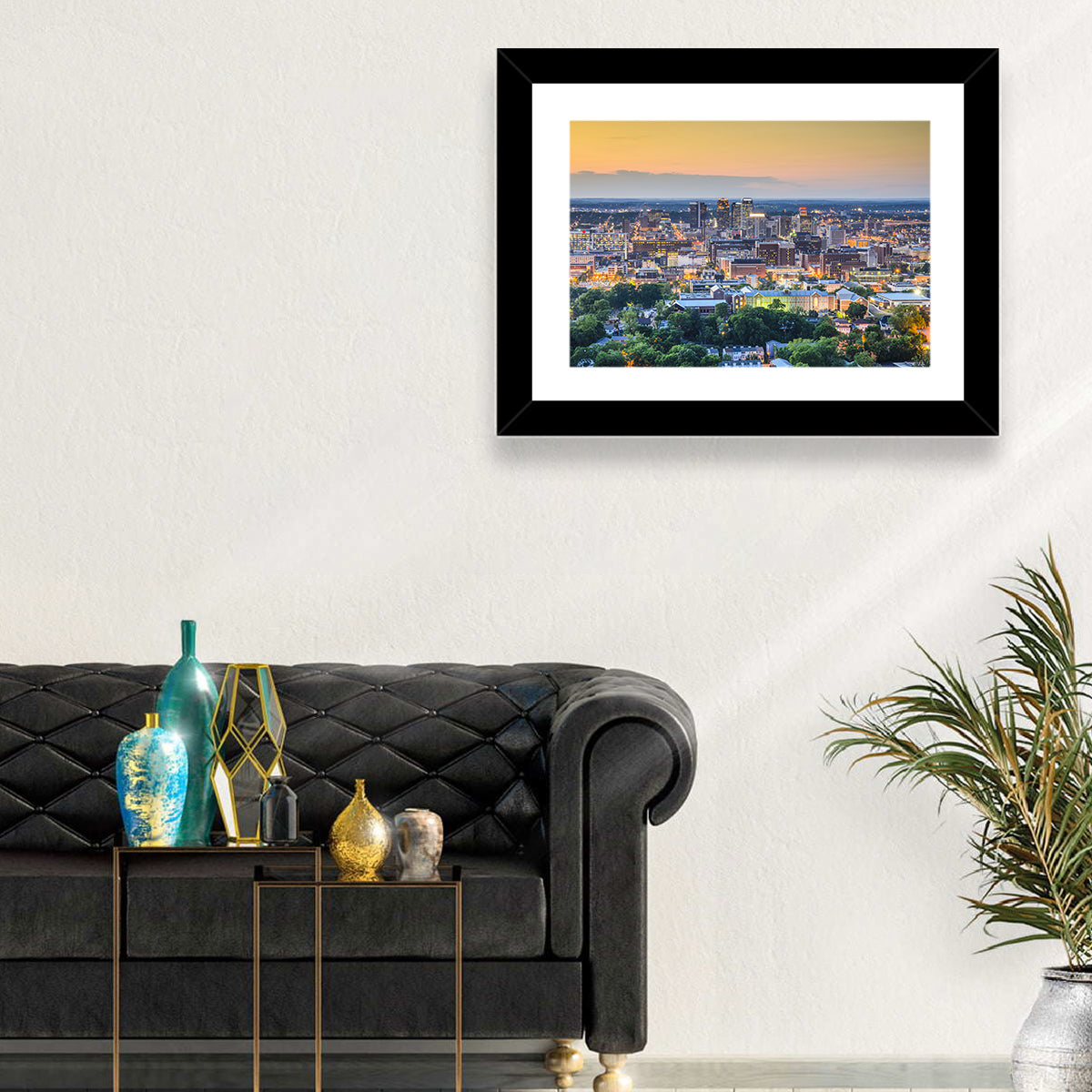 Birmingham Skyline at Golden Hour Wall Art in a room, landscape