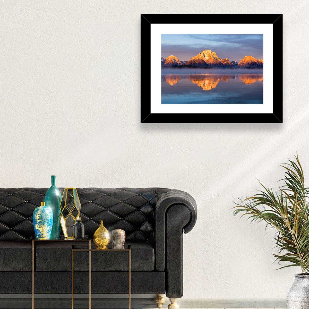 Mount Moran Sunrise Over Jackson Lake Wall Art in a room, landscape