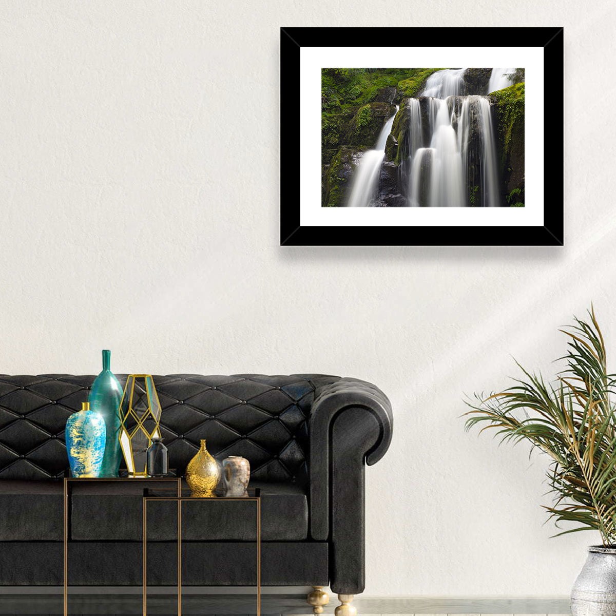Mossy Kentucky Waterfall Wall Art in a room, landscape