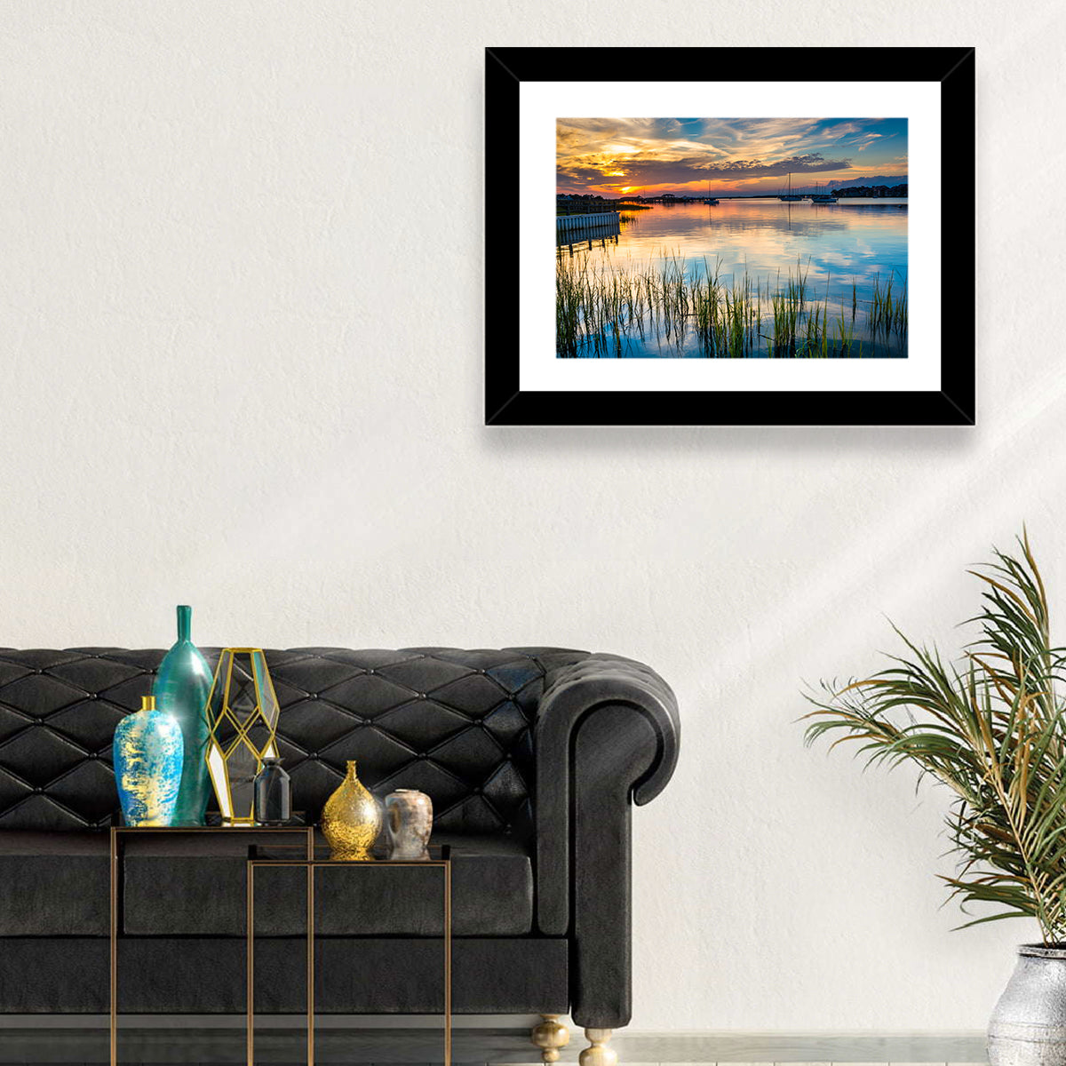 Folly River Sunset Reflection Wall Art in a room, landscape