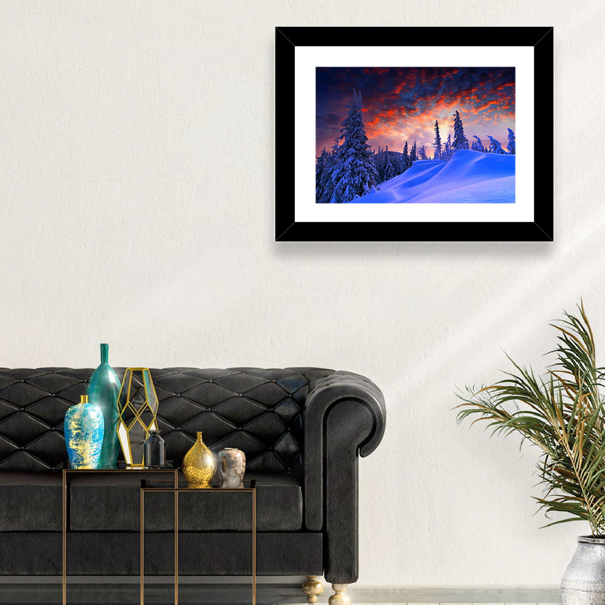 Snow-covered Mountain Sunset Wall Art