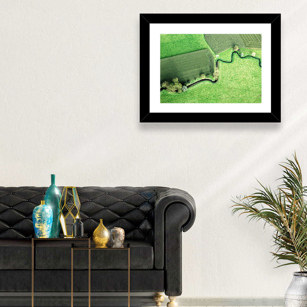 Meandering Stream Over Farmland Wall Art