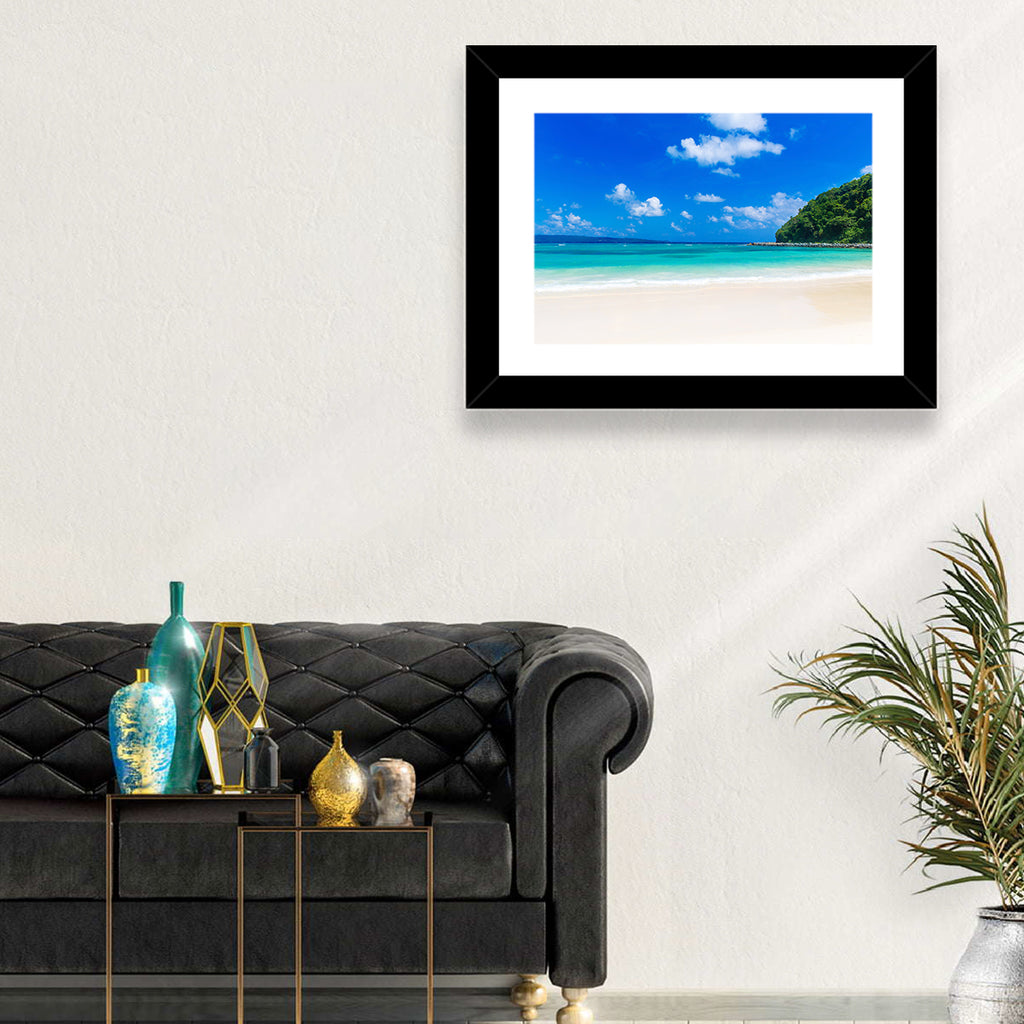Turquoise Tropical Beach Scene Wall Art