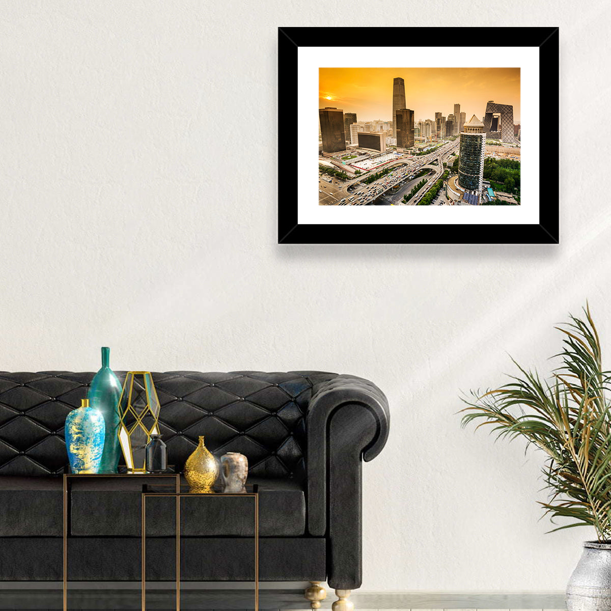 Beijing Cbd Skyline at Sunset Wall Art in a room, landscape