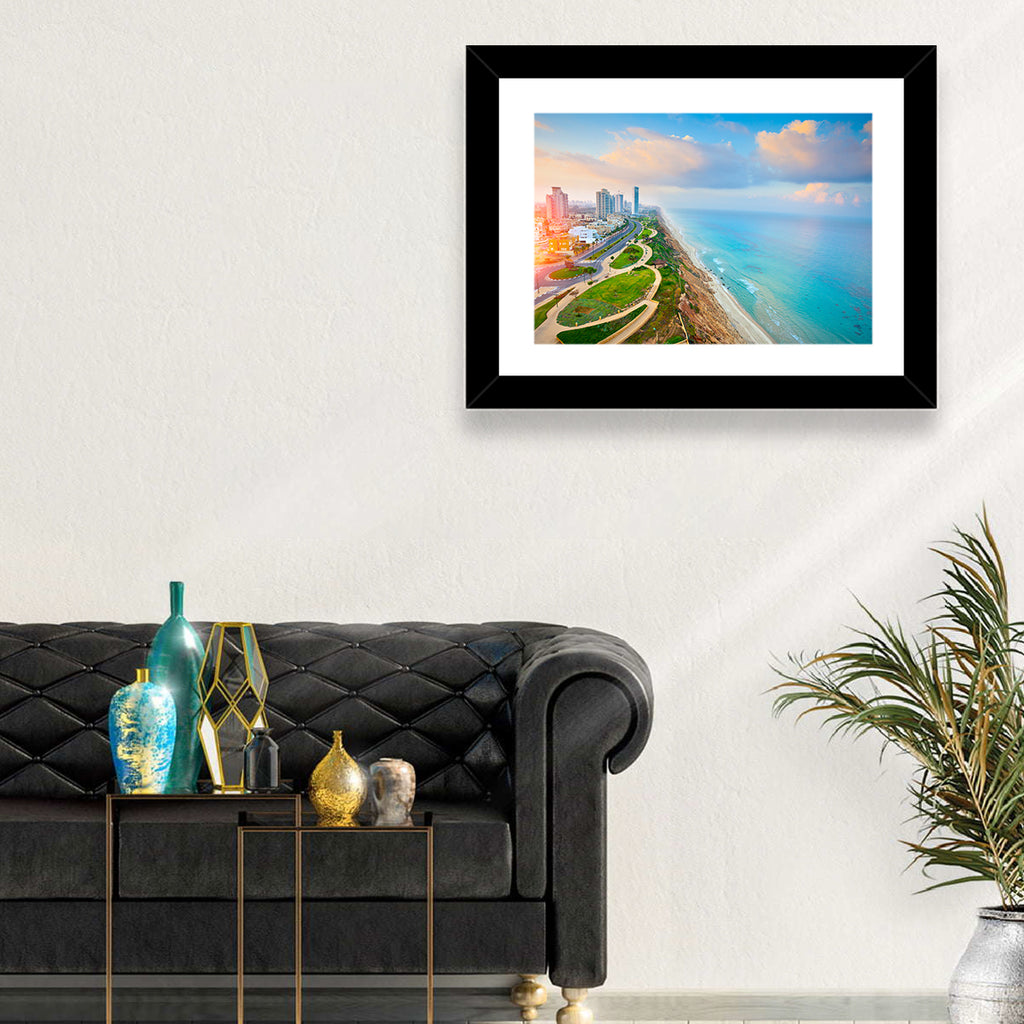 Netanya Coastline at Golden Hour Wall Art