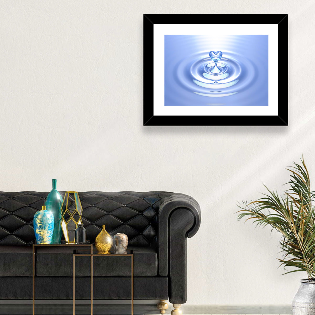 Heart-shaped Water Droplet Wall Art in a room, landscape