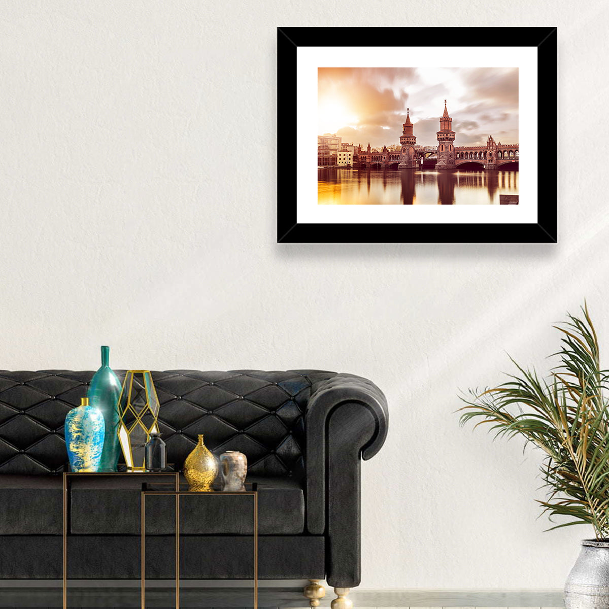 Oberbaumbruecke Sunset Reflection Berlin Wall Art in a room, landscape
