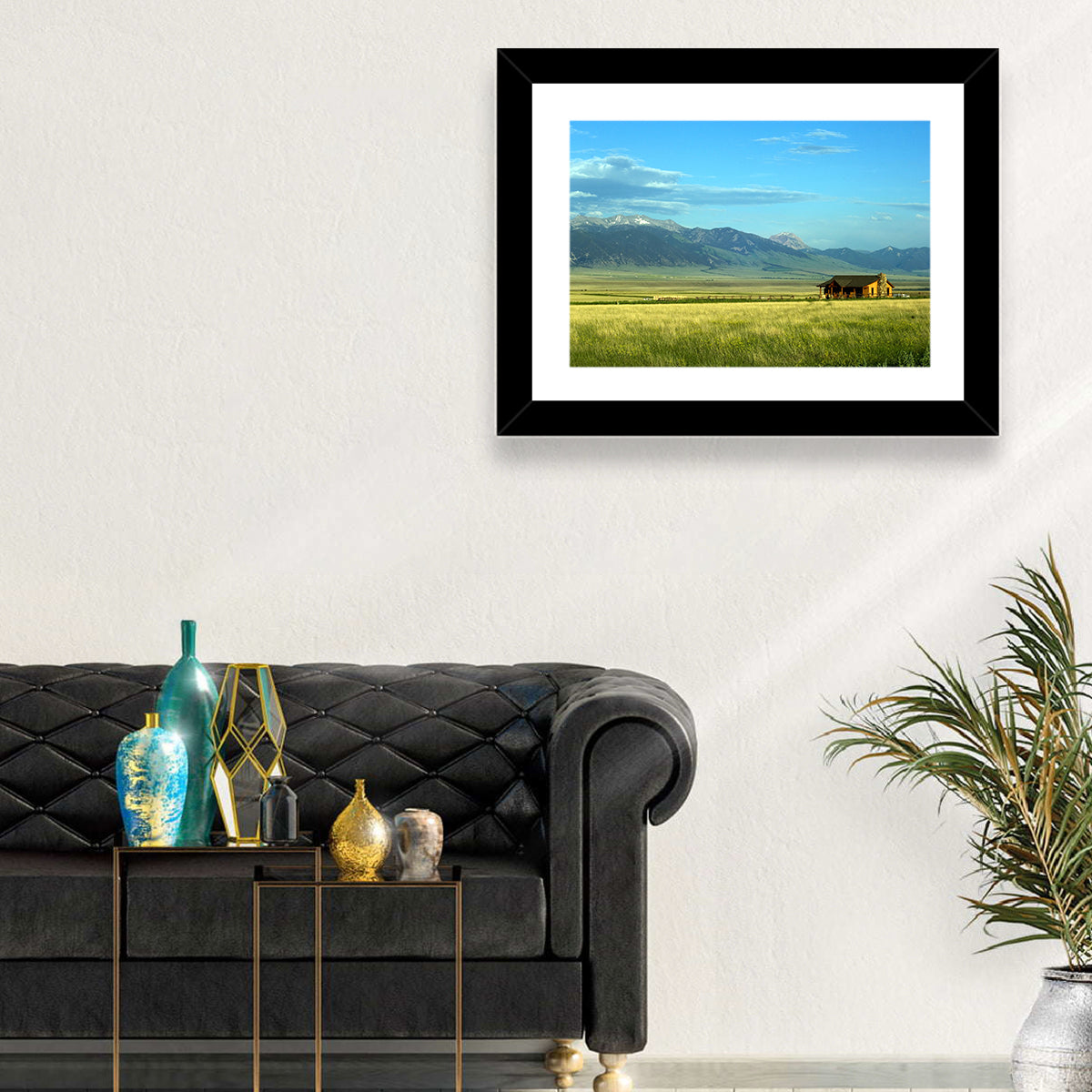 Montana Mountain Ranch Wall Art in a room, landscape