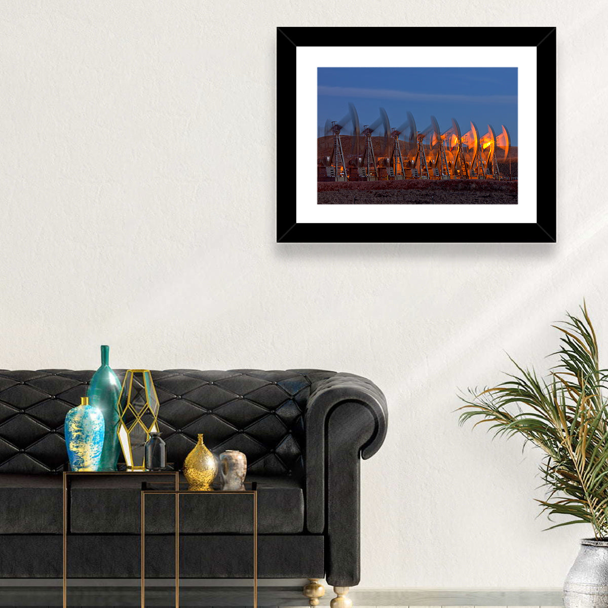 Oil Pump Jacks at Dusk Wall Art in a room, landscape