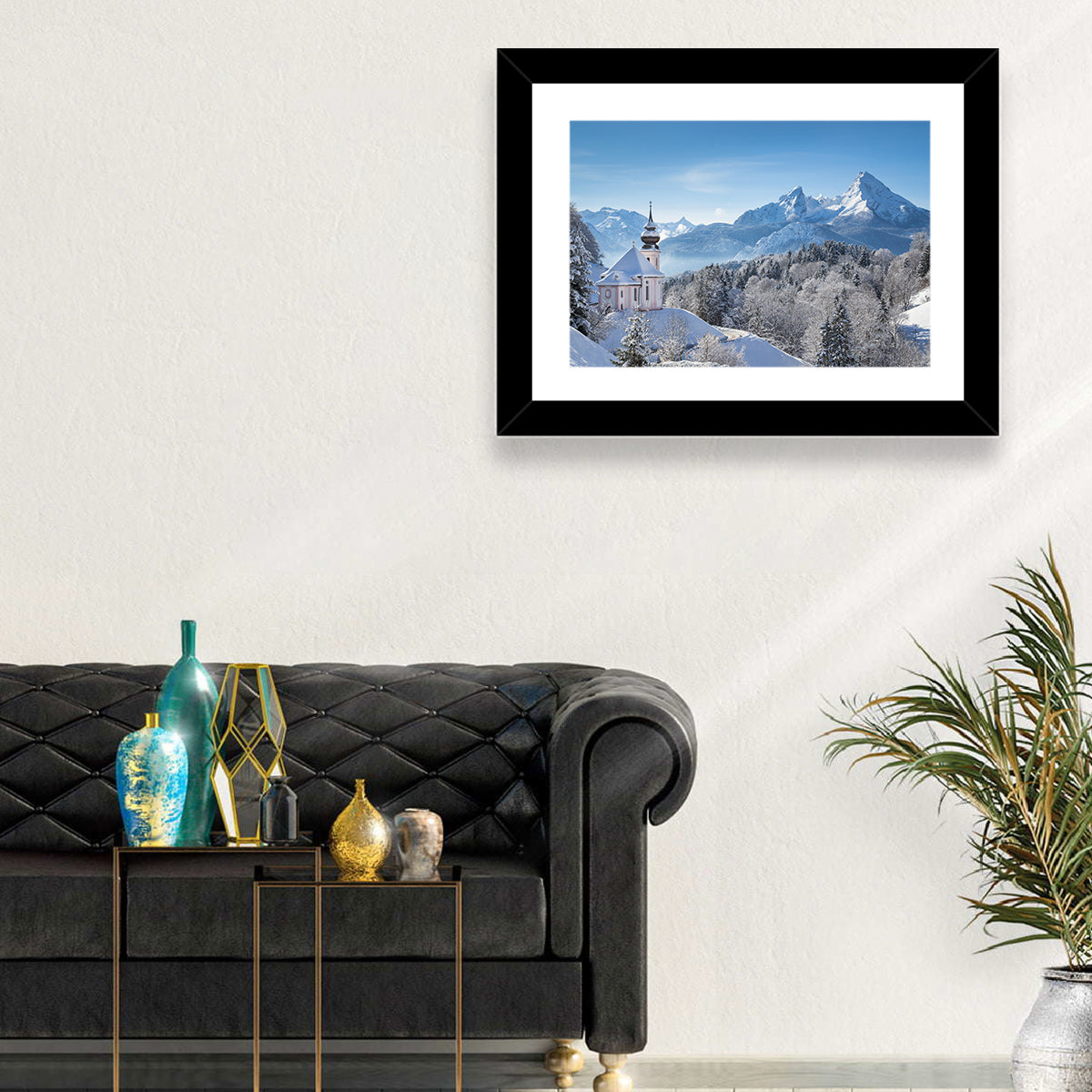 Maria Gern Church and Watzmann in Winter Wall Art in a room, landscape