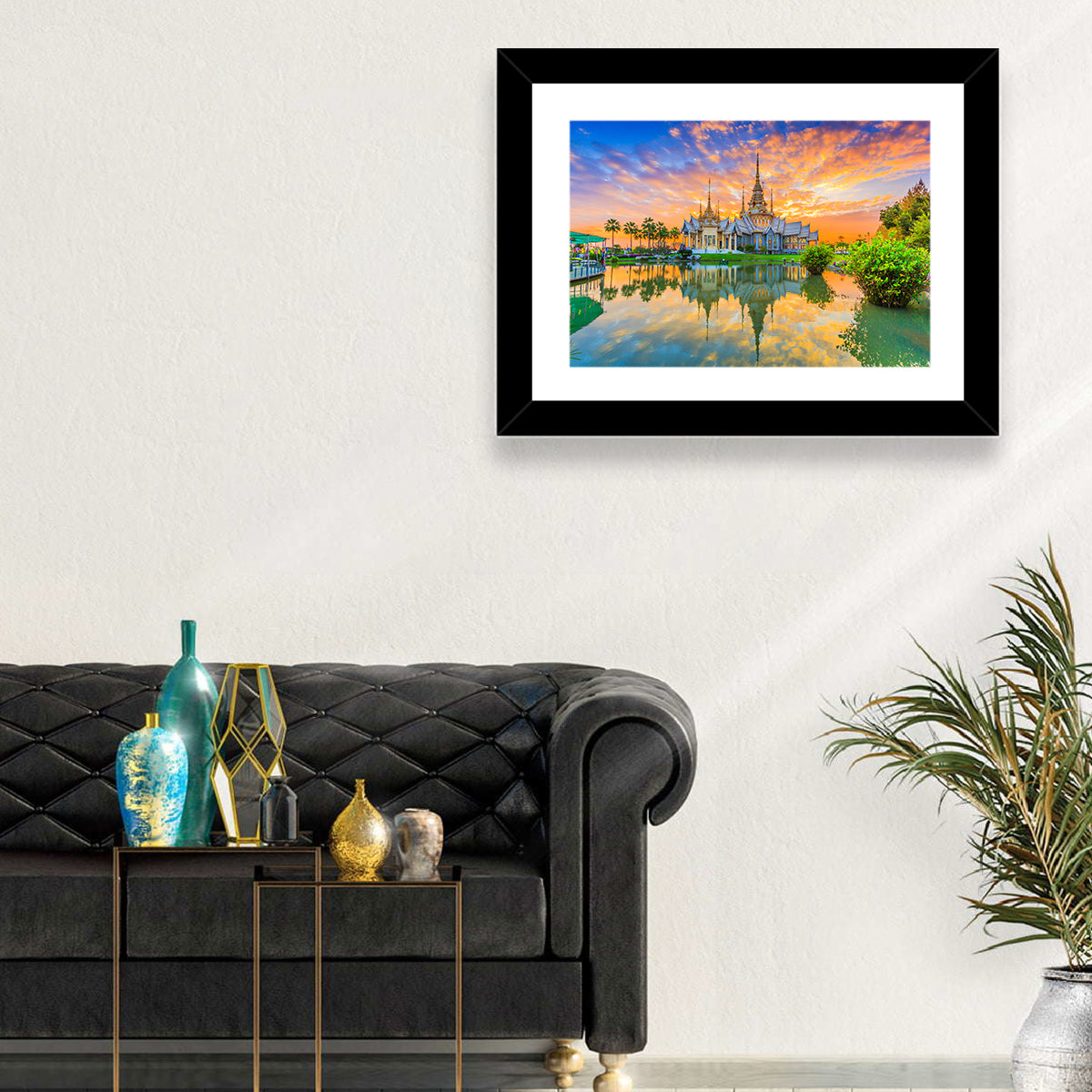 Wat Non Kum Sunset Reflection Wall Art