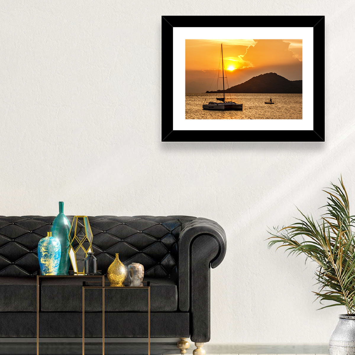 Mama Afrika Sunset, Lake Malawi Wall Art in a room, landscape