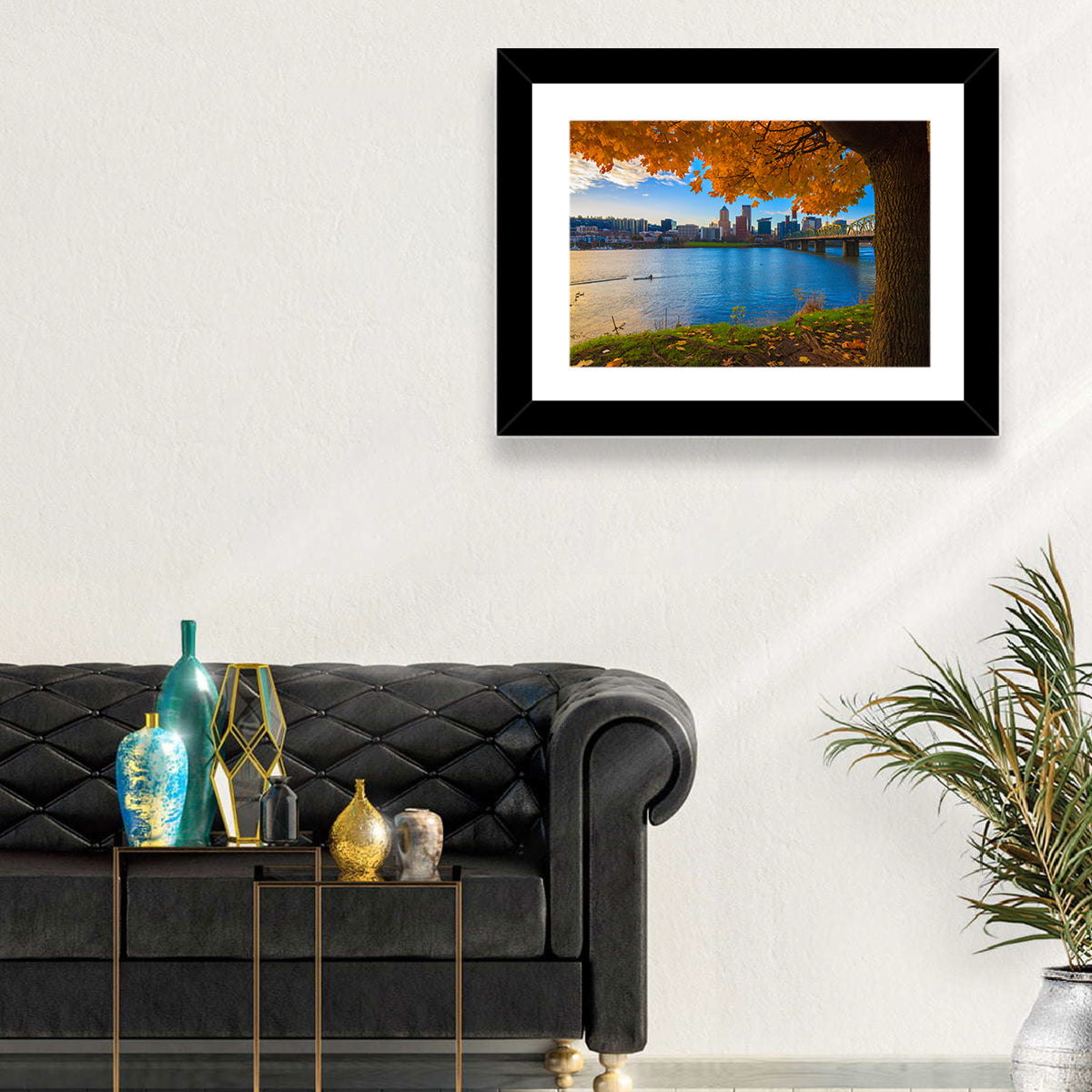 Willamette River at Golden Hour Wall Art in a room, landscape