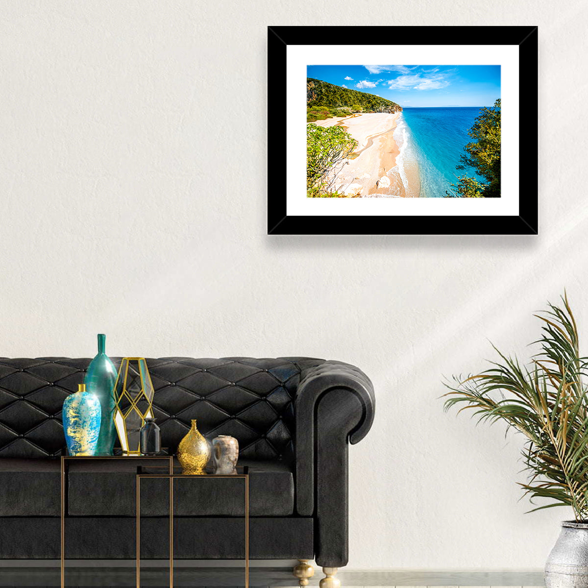 Mylopotamos Turquoise Beach Wall Art in a room, landscape