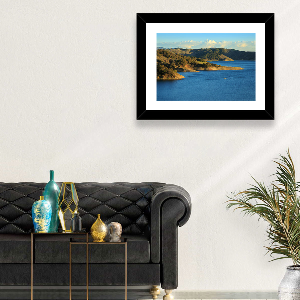 Lake Casitas Golden Hour Wall Art in a room, landscape