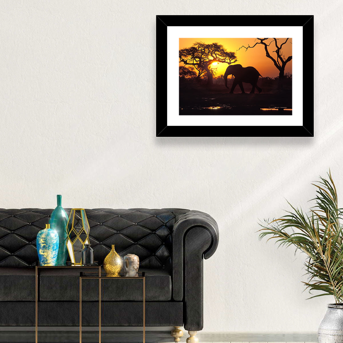 Elephant at Sunset Wall Art