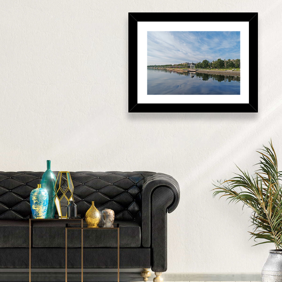 Lake Onega Promenade with Gazebo Wall Art in a room, landscape