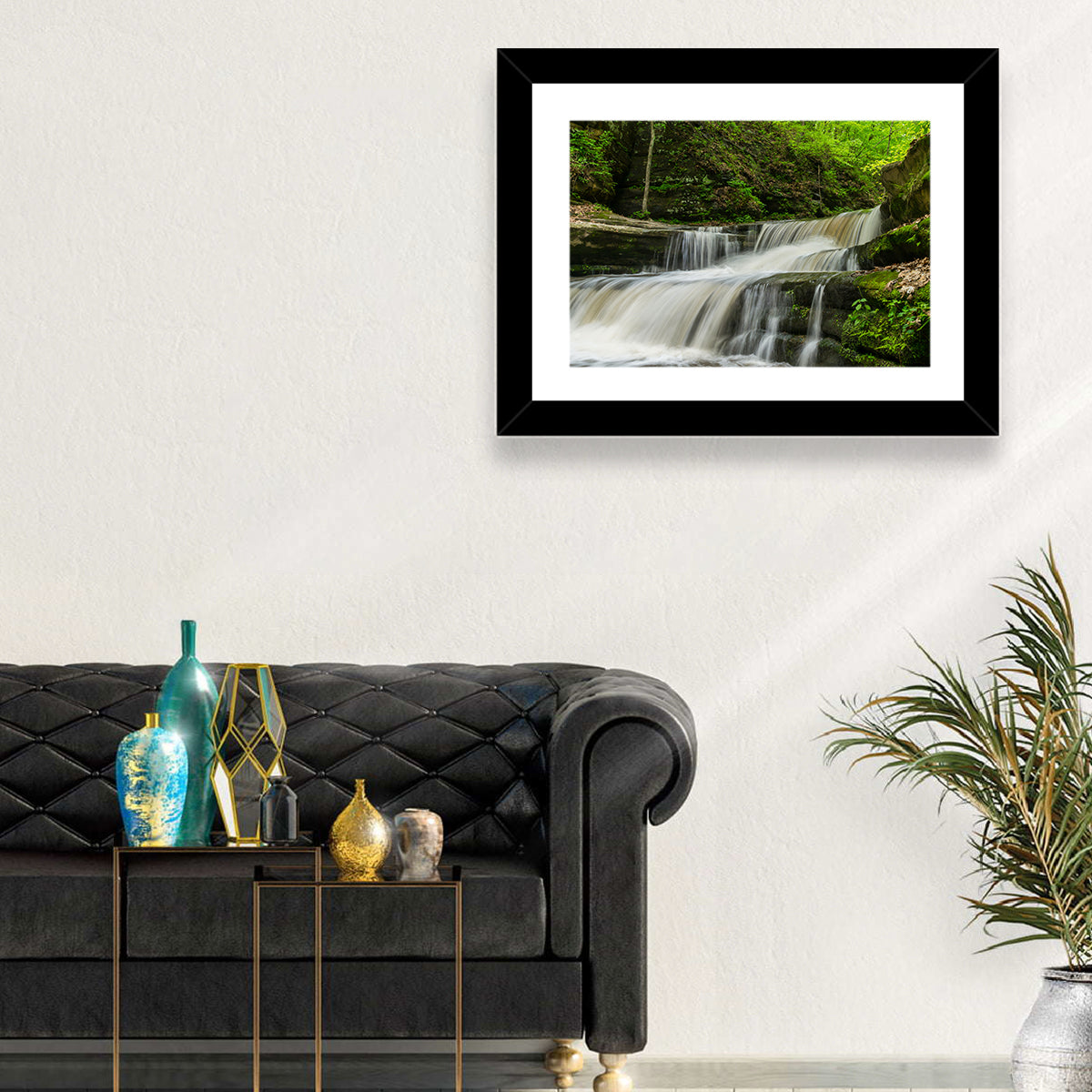 Matthiessen Forest Cascade Wall Art in a room, landscape