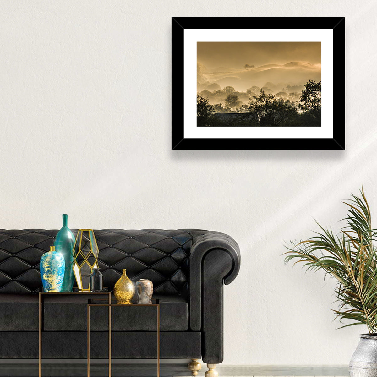 Bronze Morning Mist Over Hills Wall Art