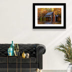 Autumn Flooded Log Cabin Wall Art