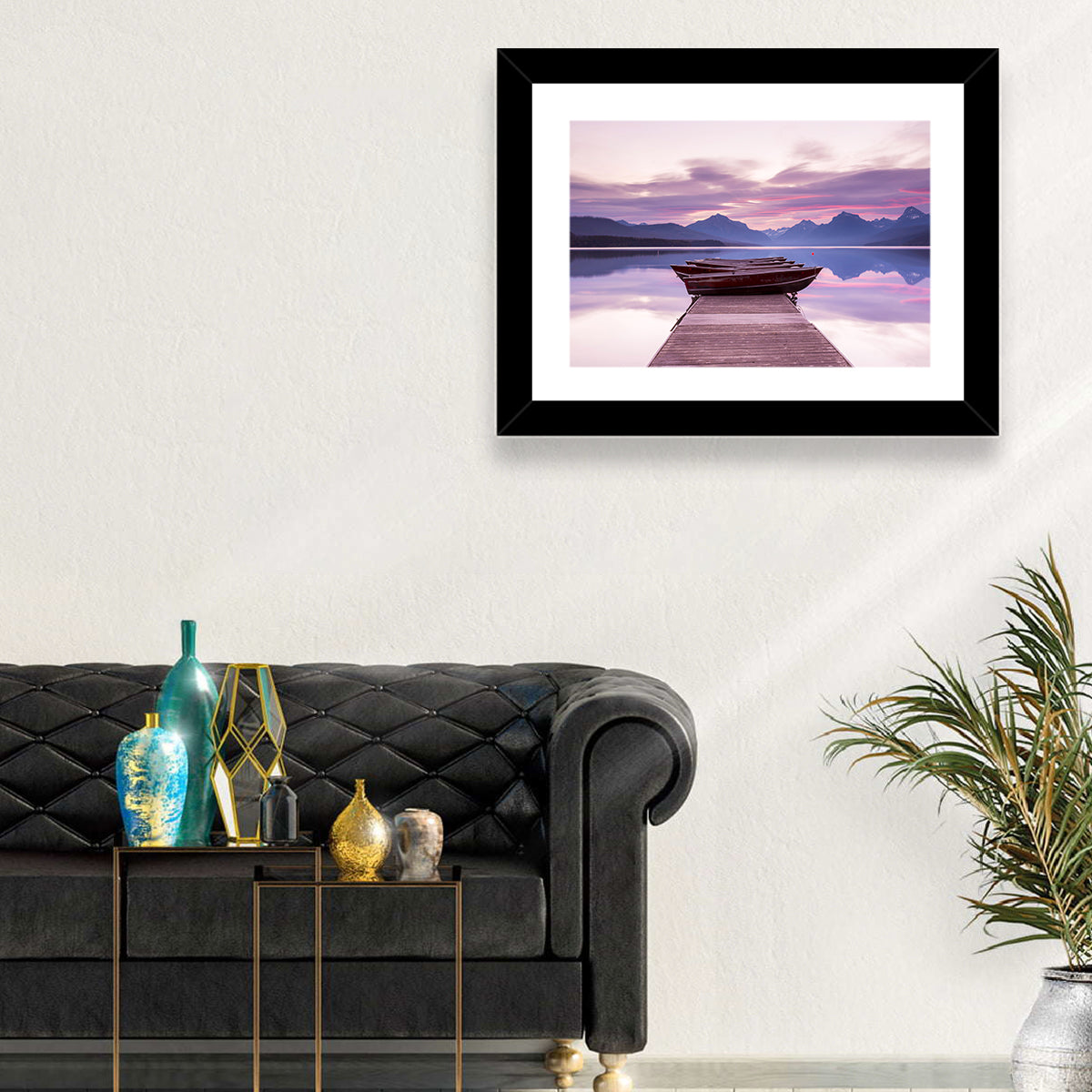 Lake Mcdonald Sunset Dock Wall Art in a room, landscape