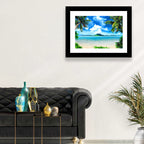Palm-framed Tropical Island Beach Wall Art