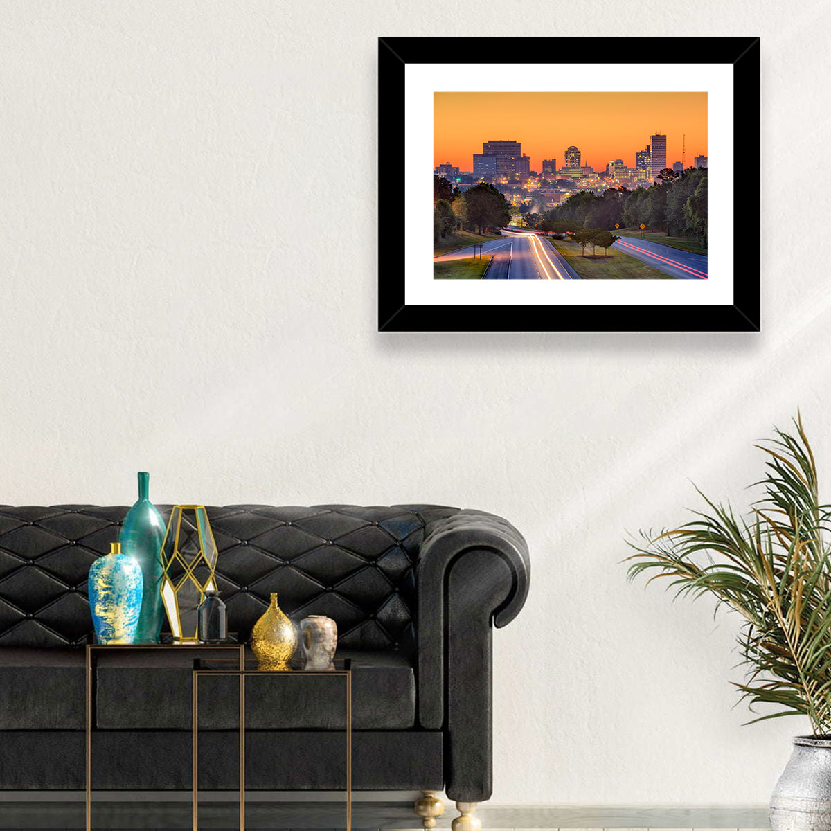 Jackson Downtown Skyline Wall Art in a room, landscape