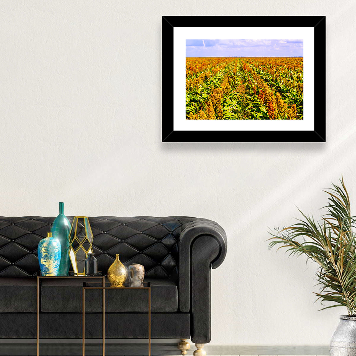 Sorghum Field Wall Art in a room, landscape