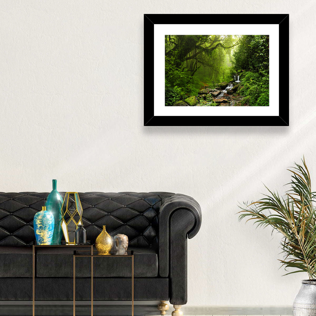 Annapurna Jungle Stream Wall Art in a room, landscape