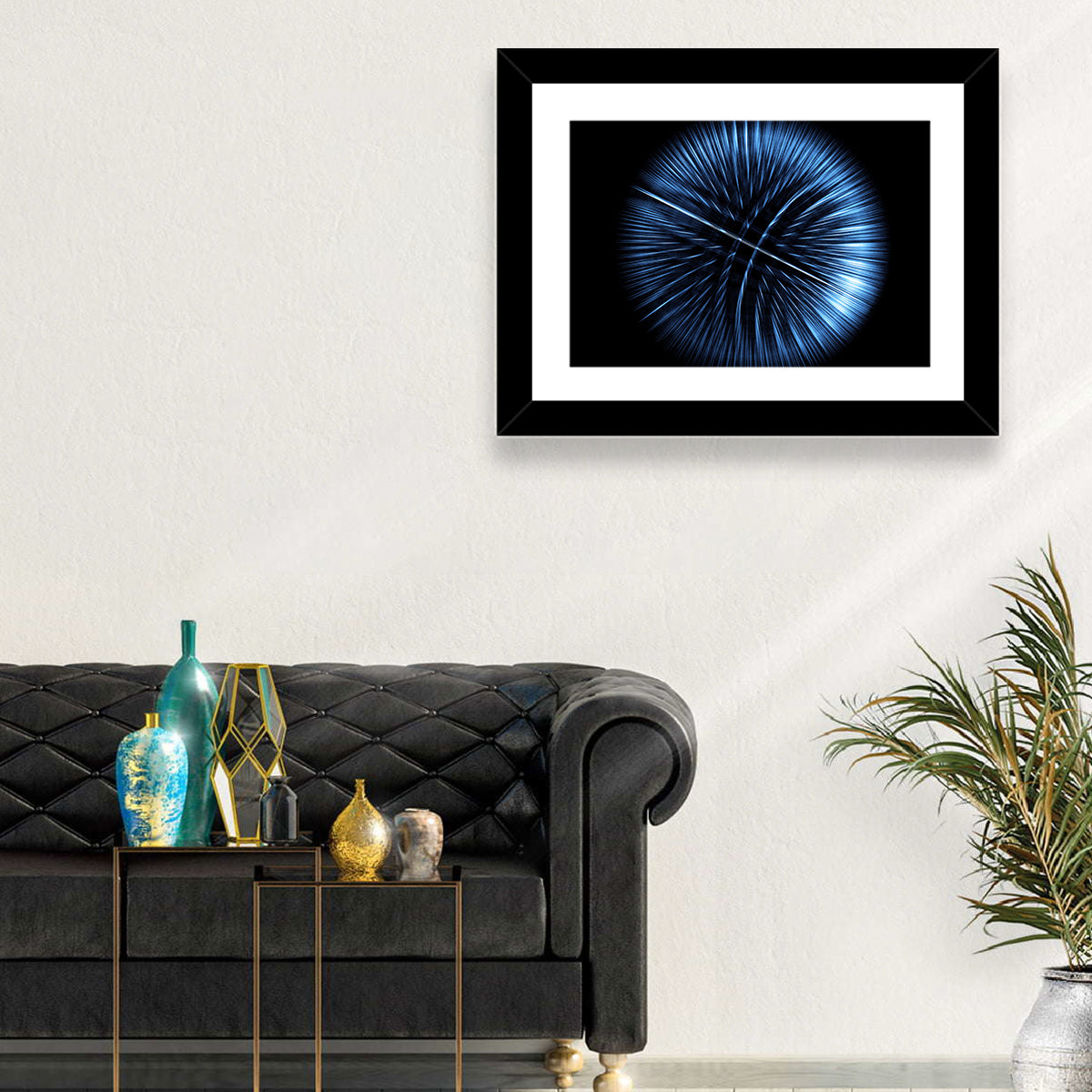 Glowing Blue Textured Sphere Wall Art