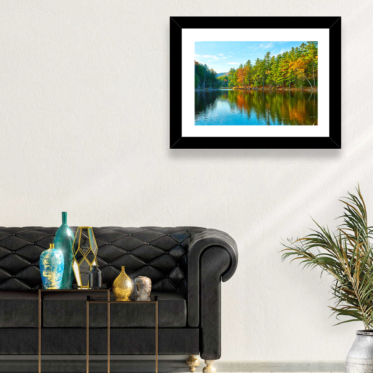 White Mountain Forest Reflections Wall Art in a room, landscape
