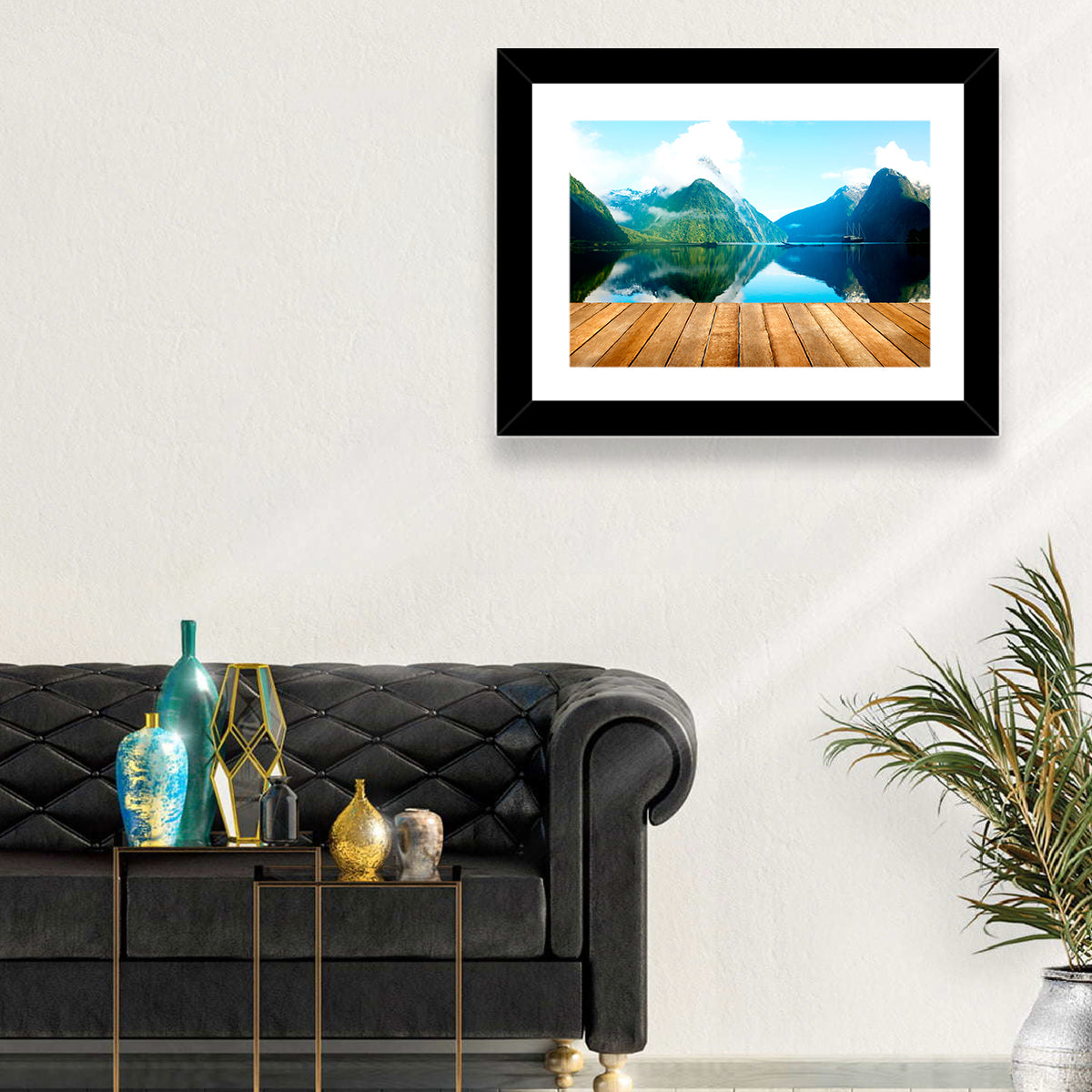 Mitre Peak at Milford Sound Wall Art in a room, landscape