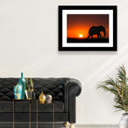 Sunset Elephant Silhouette Wall Art