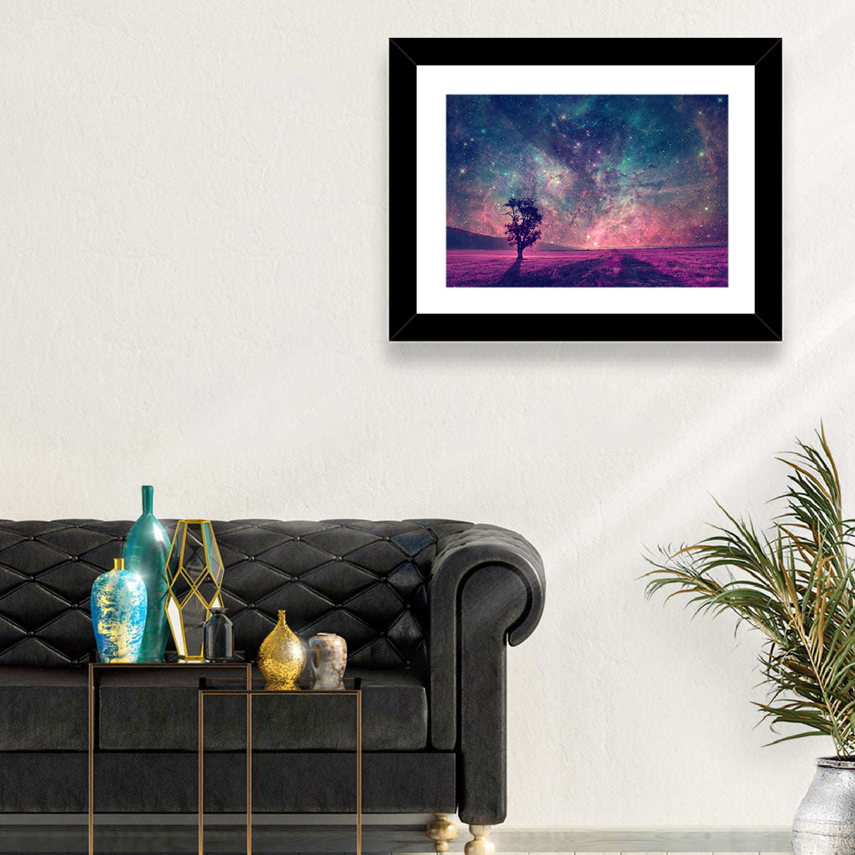 Lone Tree Under Nebula Sky Wall Art