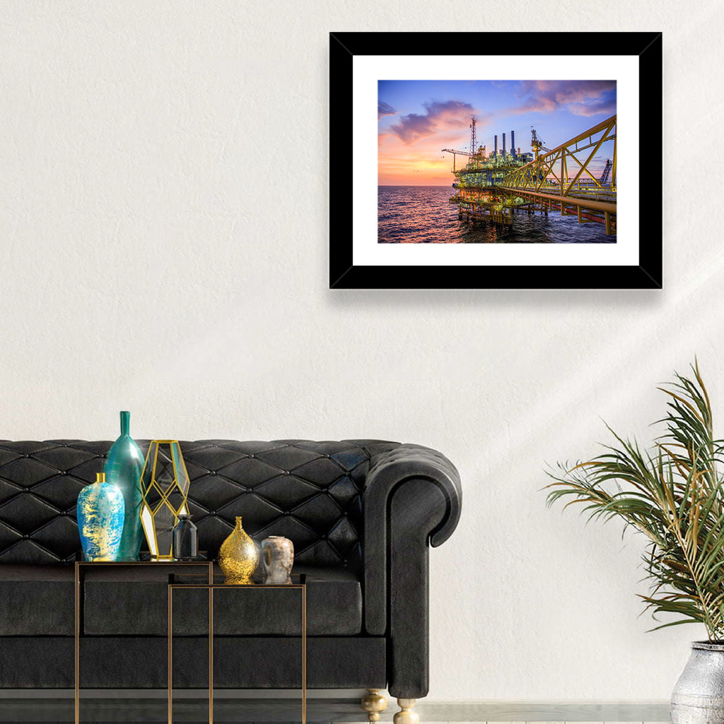 Golden Hour Offshore Oil Rig Wall Art
