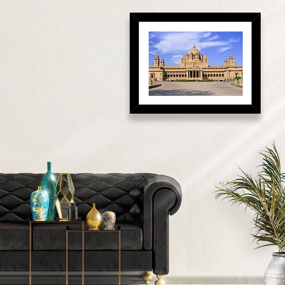 Umaid Bhawan Palace Under Clear Blue Sky Wall Art in a room, landscape