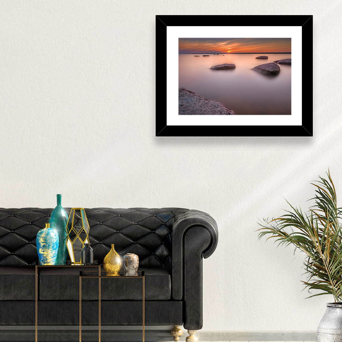 Lake Peipsi Sunset with Rocks Wall Art