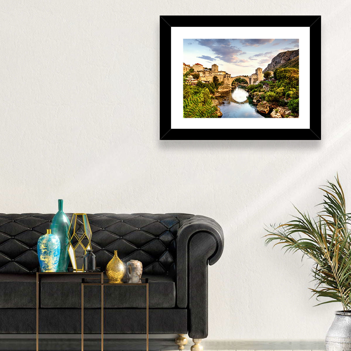 Stari Most Bridge, Mostar Wall Art in a room, landscape