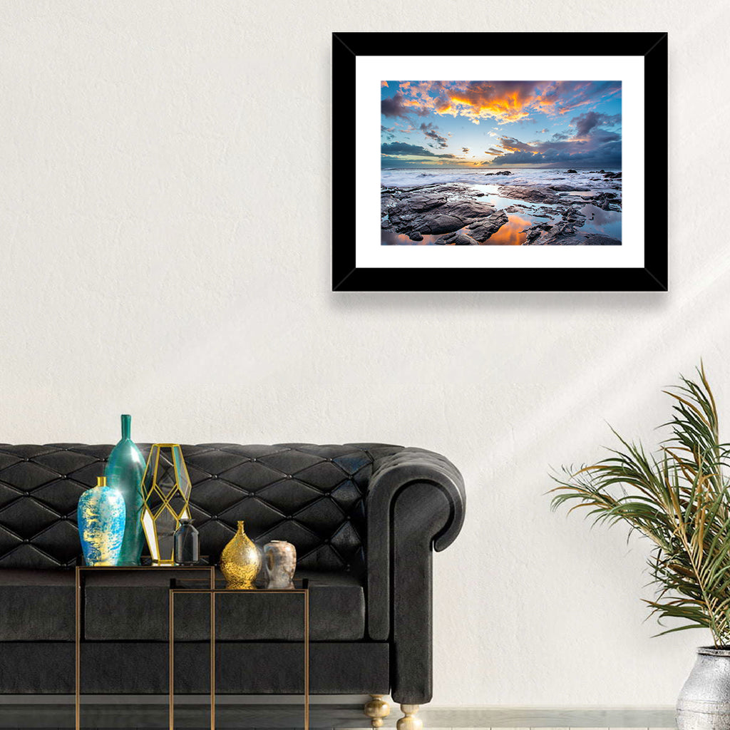 Sunset Over Volcanic Shore Wall Art