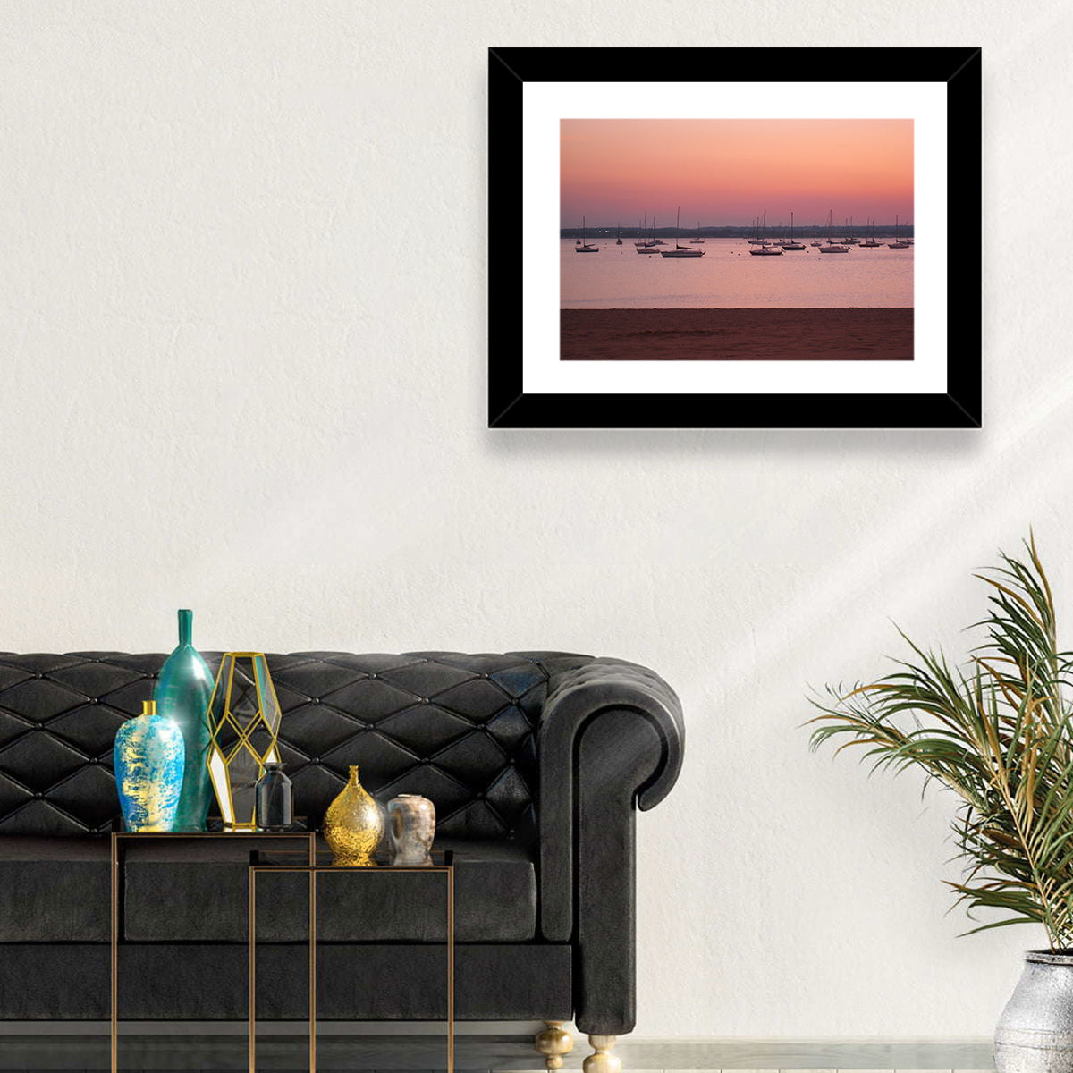 East Haven Beach Sunset Wall Art in a room, landscape