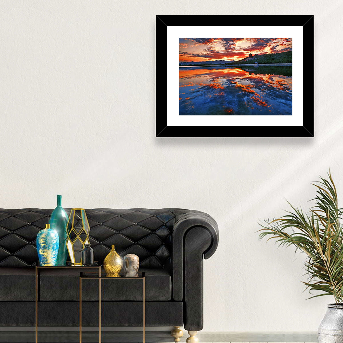 Kunming Lake Sunset, Summer Palace Wall Art in a room, landscape